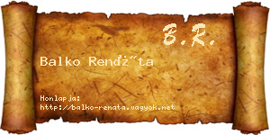 Balko Renáta névjegykártya